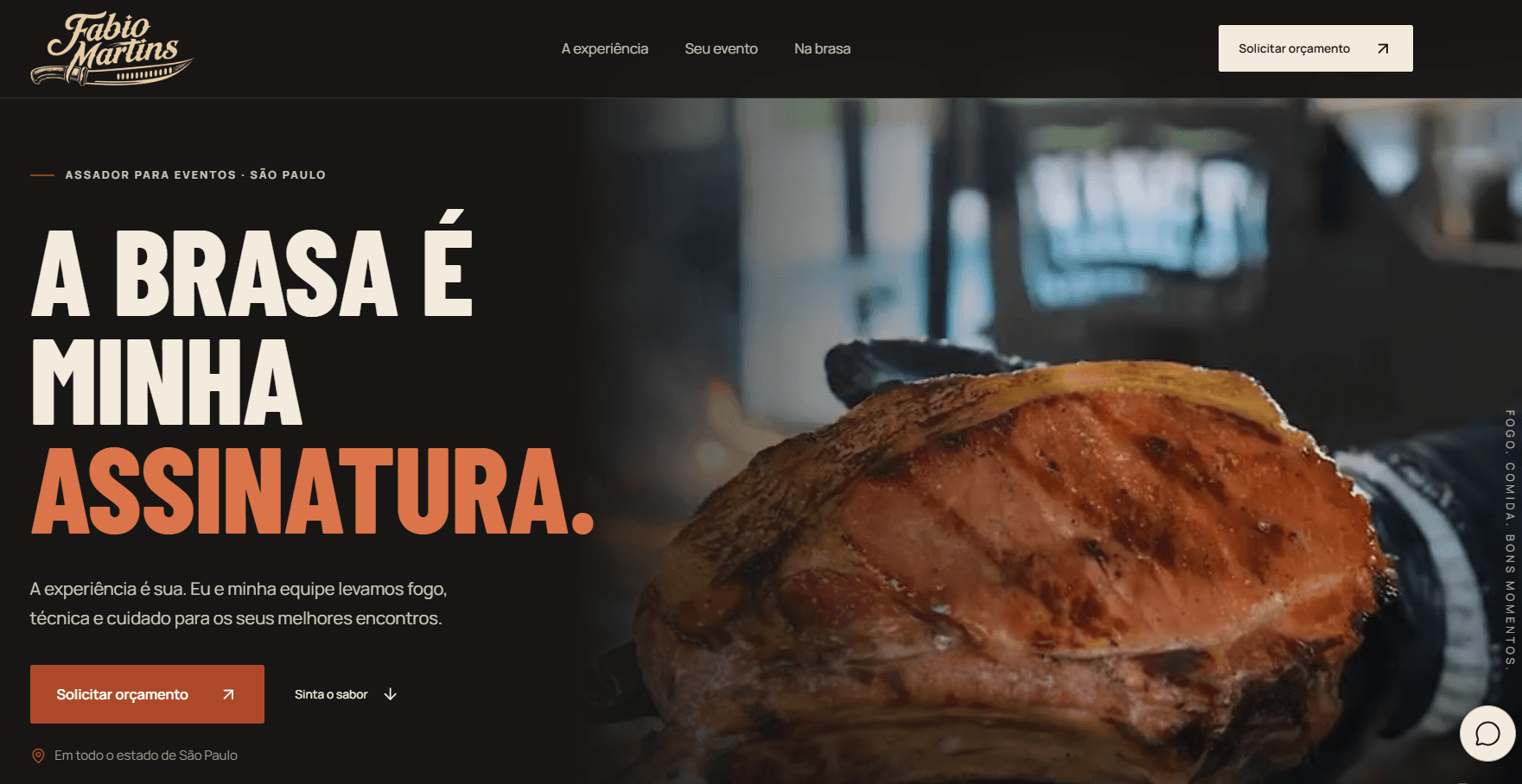 Screenshot of the Fabio Martins Assador website homepage