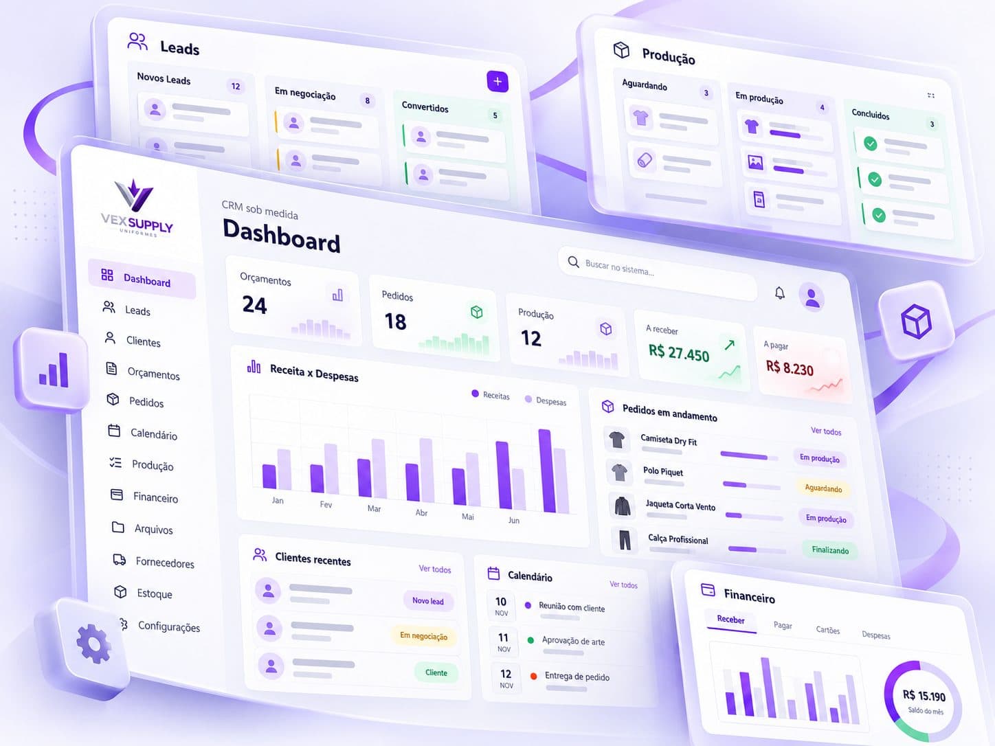 Overview of the Vex Supply CRM dashboard